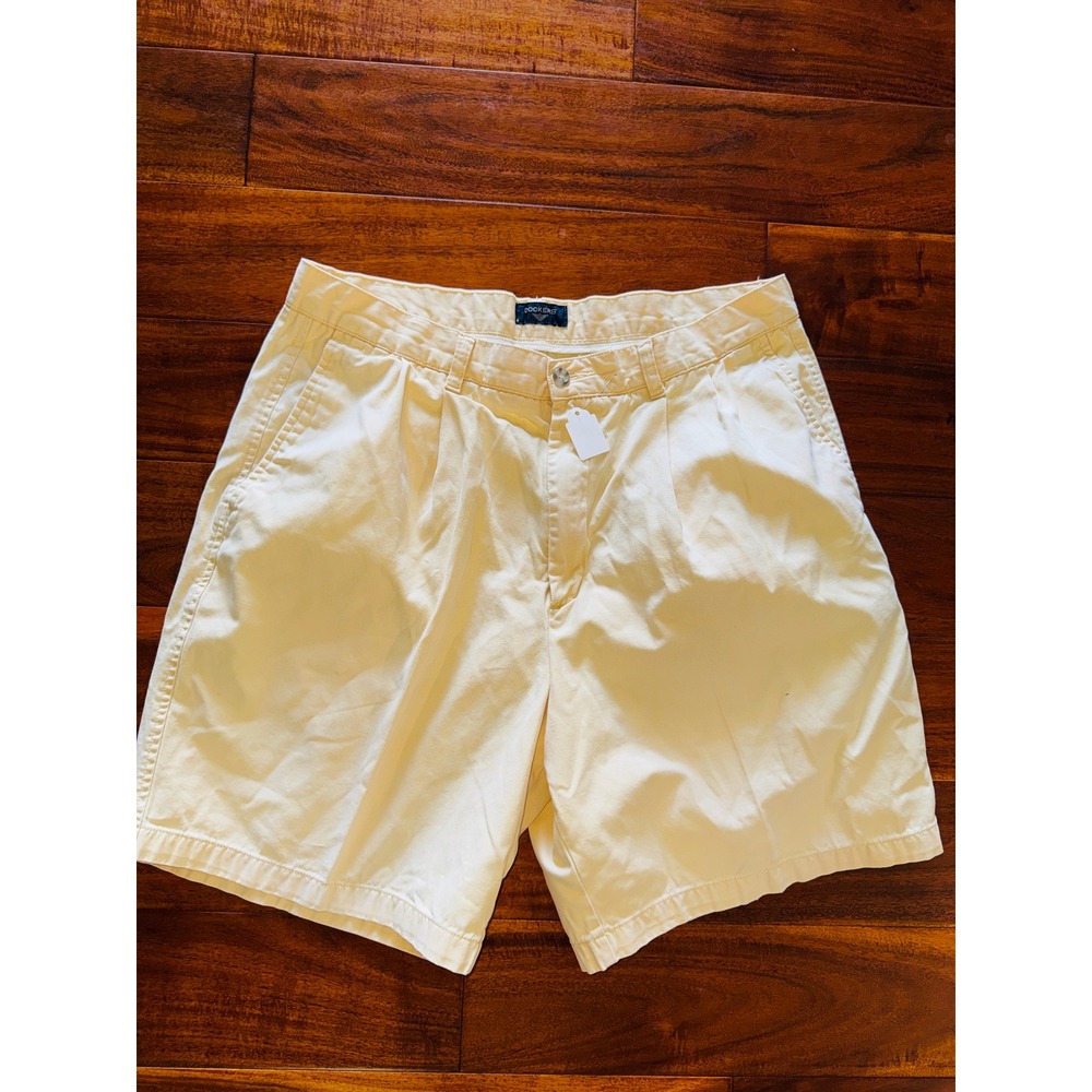 Dockers Pleated Chino Shorts Mens W36 Yellow Excellent Cotton Casual Classic